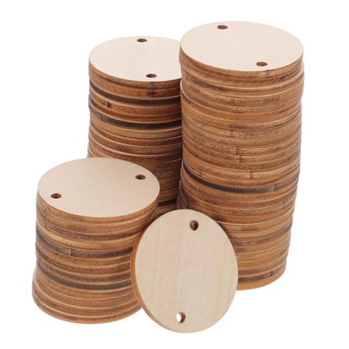 PartyKindom 100 Stück Runde Holzscheiben Naturbelassene DIY Holzscheiben Stabile Holzkreise für Basteln Party und Hochzeitsdeko Vielseitige Holzornamente Glatte Oberfläche zum Bemalen von PartyKindom