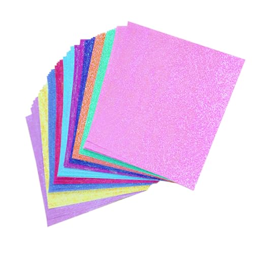 PartyKindom 100 Stück Schimmerndes Faltpapier Farbiges Origami Papier für DIY Bastelprojekte Robustes Handmade Paper Zufällige Perlmuttfarben Vielseitig für Grußkarten und Zufällige Farbe von PartyKindom