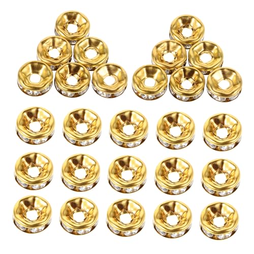PartyKindom 100 Stück Strass Spacer Perlen Goldfarben Große Perlen Funkelndes Design Für DIY Schmuck Armband Zwischenperlen Schmuckzubehör Großpackung von PartyKindom