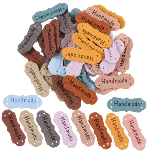 PartyKindom 100 Stück Teiliges PU Leder Labels mit Geprägten Herzmotiven Handmade Näh Etiketten für Strickwaren Kleidung Taschen Hüte Farbenfrohe DIY Accessoires zum Aufnähen von PartyKindom