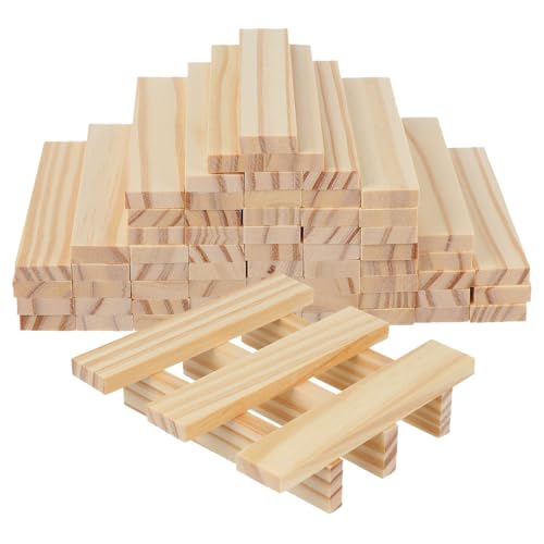 PartyKindom 100 Stück Unfertige Holzbausteine Robuste Holzstäbe für Kreative Diy Projekte Montessori Bausteine für Kindergarten und von PartyKindom