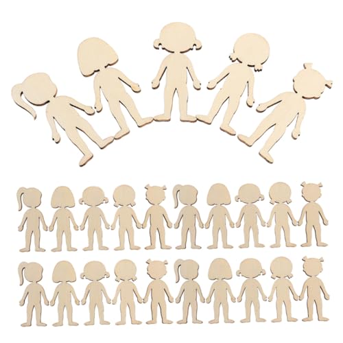 PartyKindom 100 Stück Unfertige Holzfiguren Mädchen Holz ausschnitte Kleine DIY Bastelchips Für Kindergarten Zuhause Kreative Handwerksprojekte Stimulierend von PartyKindom