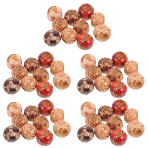PartyKindom 100 Stück Vintage Holzperlen Runde DIY Perlen für Armbänder und Schmuckherstellung Robuste Langlebige Raumperlen für Kreative Bastelprojekte Gemischtes Set von PartyKindom