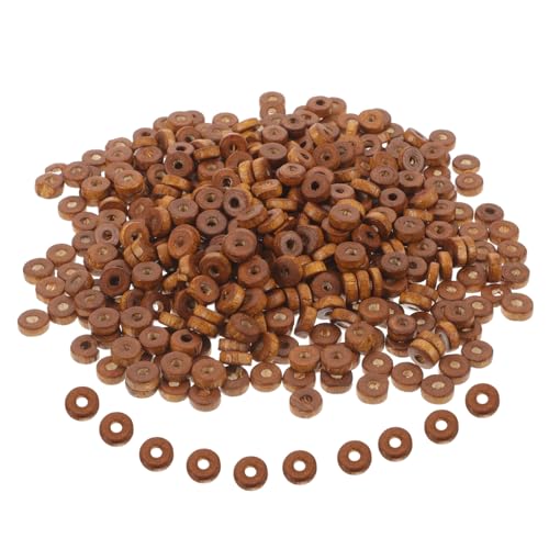 PartyKindom 1000 Stück Flache Braune Holzperlen mit Mini Holzperlen für Schmuckherstellung DIY Armband und Halsketten Perlen Langlebige Bastelperlen für Basteln von PartyKindom