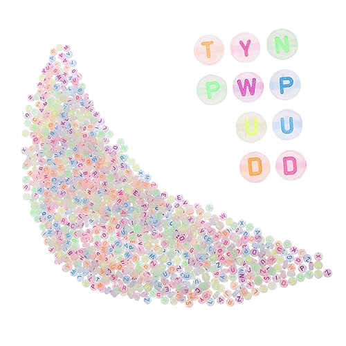 PartyKindom 1000Stücke Leuchtende DIY Buchstabenperlen für Schmuckherstellung Farbenfrohe Acrylperlen für Armbänder und Handgefertigte Perlen für Kreative Projekte von PartyKindom