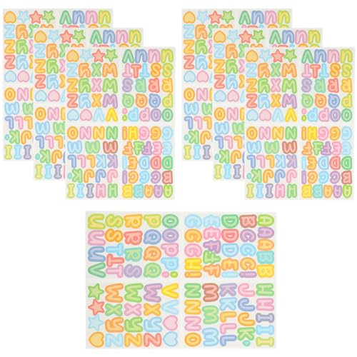 PartyKindom 10Blätter Selbstklebende Alphabet Aufkleber für DIY Kunsthandwerk Wasserfest und Langlebig Scrapbooking und Beschriften von Geschenken von PartyKindom