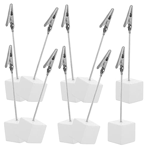 PartyKindom 10Stücke Silberne Memo Clips mit Würfelbasis Krokodilklemmen für Notizen Fotos und Tischkarten für Büro Hochzeit und Partys Harz Gefertigt von PartyKindom