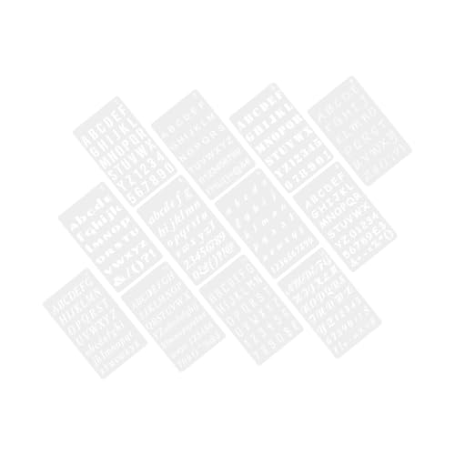 PartyKindom 12 Blatt Buchstaben Schablonen Pet für DIY Malerei und Bastelarbeiten Wiederverwendbare Vorlagen für Wand und Möbelgestaltung für Kreative Projekte von PartyKindom