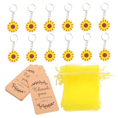 PartyKindom 12 Sätze Teiliges Sonnenblumen Partyset mit Schlüsselanhängern Geschenkbeuteln und Anhängern Langlebig und Tragbar für Sommergeburtstage und Themenfeiern Dekorativ und Vielseitig von PartyKindom
