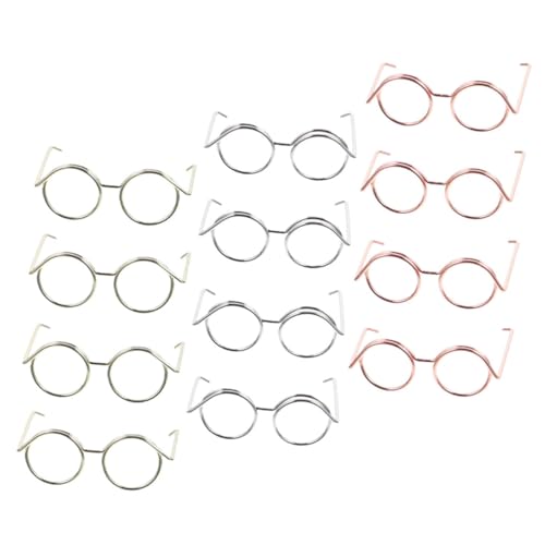 PartyKindom 12 Stück Brille Spielzeugzubehör doll Accessories Puppenkleidung DIY-Puppenbrillen kleine Puppe Deko-Puppe Mini-Gläser zum Basteln Puppensonnenbrille für Wichtel Kupferkabel von PartyKindom