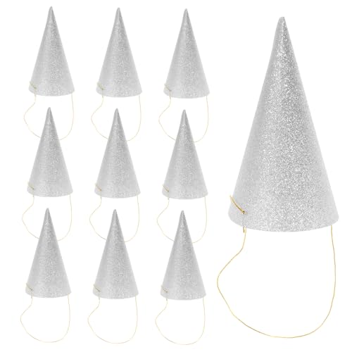 PartyKindom 12 Stück Glitzer Hüte für Geburtstagsfeiern Dreieckige Partyhüte für Erwachsene mit Glitzer Oberfläche Silber für Themenpartys und Festliche Anlässe Zufällige Farbe von PartyKindom