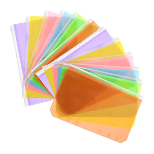 PartyKindom 12 Stück Reißverschluss Taschen Bunte PVC Dokumenten Taschen für Quittungen Tickets Münzen für Büro und Studium von PartyKindom
