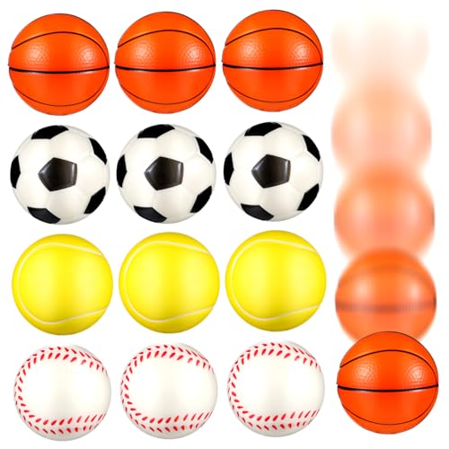 PartyKindom 12 Stück Stressbälle Kleiner Sportbälle für Erwachsene Flexibles Quetschspielzeug zur Stressbewältigung Fußball Basketball Baseball für Büro und Freizeit PartyKindom 12 Stück Stressbälle Kleiner Sportbälle für Erwachsene Flexibles Quetschspielzeug zur Stressbewältigung Fußball Basketball Baseball für Büro und Freizeit von PartyKindom