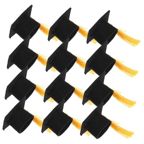 PartyKindom 12 Stück Teiliges Graduation Cupcake Toppers Kleine Gelbe Quasten Dekorative Abschlusskappen für Kuchen Vielseitige Graduation Party Deko Passend für Schulabschlussfeier und von PartyKindom