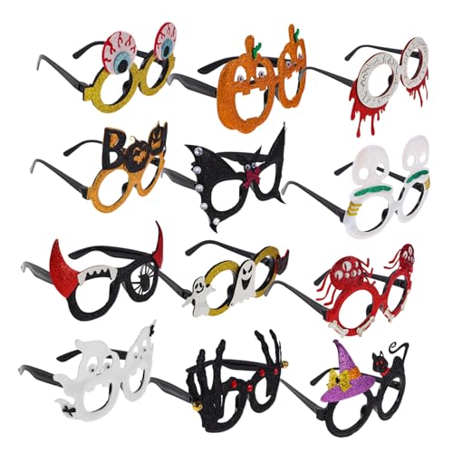 PartyKindom 12 Stück Teiliges Halloween Party Brillen Leichte Glitzernde Kunststoffbrillen mit Kürbis Geistermotiven Lustige Foto-requisiten für Erwachsene für Halloween Kostüm und Partyspaß PartyKindom 12 Stück Teiliges Halloween Party Brillen Leichte Glitzernde Kunststoffbrillen mit Kürbis Geistermotiven Lustige Foto-requisiten für Erwachsene für Halloween Kostüm und Partyspaß von PartyKindom