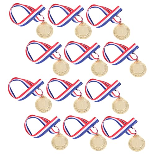 PartyKindom 12 Stück Teiliges Kleine Goldfarbene Metallmedaillen für Schülerauszeichnungen Sportwettbewerbe und Ehrungen Langlebige Hochwertige Sportmedaille von PartyKindom
