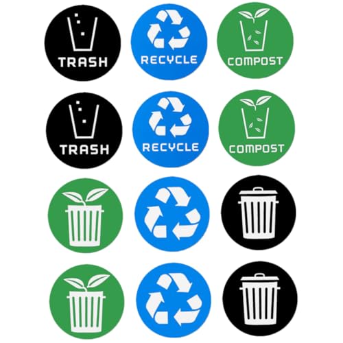 PartyKindom 12 Stück Teiliges Mülltonnen Aufkleber Set aus Strapazierfähigem Klare Recycling Labels zur Abfalltrennung Wiederbeschreibbar Farbige Runde Sticker für Glatte Oberflächen Wie und PartyKindom 12 Stück Teiliges Mülltonnen Aufkleber Set aus Strapazierfähigem Klare Recycling Labels zur Abfalltrennung Wiederbeschreibbar Farbige Runde Sticker für Glatte Oberflächen Wie und von PartyKindom