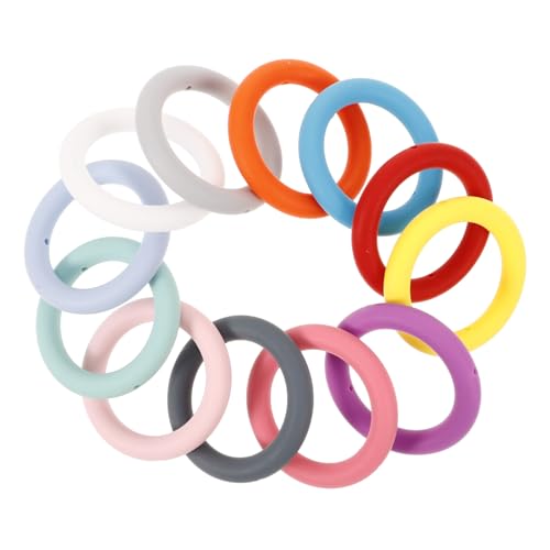 PartyKindom 12 Stück Teiliges Silikon O Ring mit Doppelöffnung Langlebige DIY Schlüsselanhänger Ringe Vielseitige Silikonringe für Schmuck Dekoration und Bastelbedarf Angenehmer Griff von PartyKindom