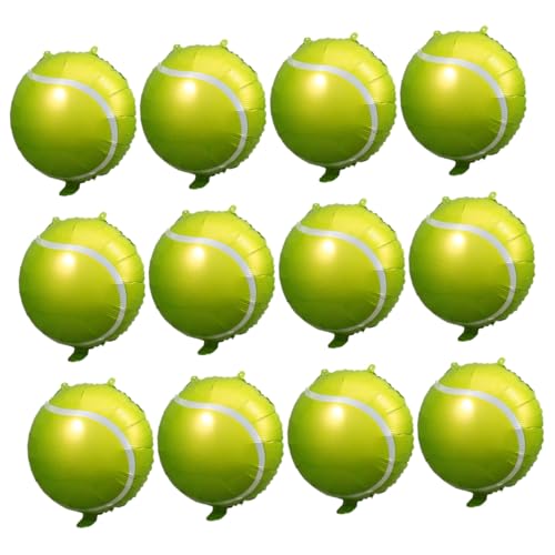 PartyKindom 12 Stück Teiliges Tennisball Luftballons aus Aluminiumfolie Aufblasbar Sportliche Partydeko für Geburtstag Sportevents Sommerliche Feiern und Themenpartys von PartyKindom