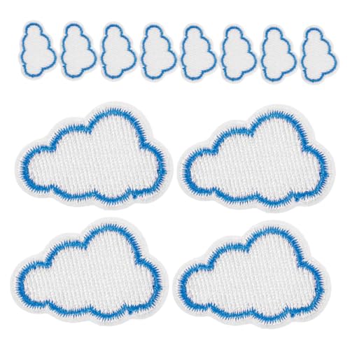 PartyKindom 12 Stück Wolken Aufnäher Bügelpatches für Kleidung Taschen und Hüte DIY Bestickte Patches Verschiedenen Designs Einfach Anzubringen für Kreative Projekte von PartyKindom