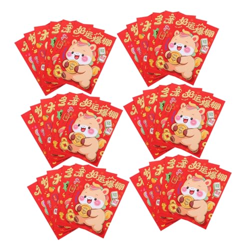 PartyKindom 120 Stück Frühlingsfest Rote Umschläge Jahr Des Pferdes Cartoon Design Geldumschläge Umschläge Traditionelle Hong Bao für Neujahrsfeier und Geschenkverpackung von PartyKindom