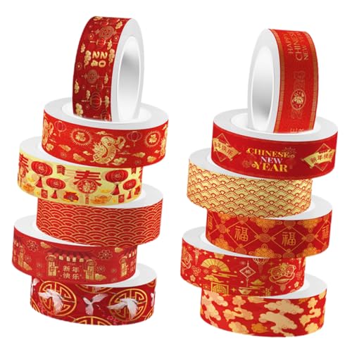 PartyKindom 12Rollen Washi Tape für DIY Bastelarbeiten Drachenjahr Dekoratives Klebeband für Scrapbook Geschenkverpackung und Bullet Journaling Leicht Abziehbar von PartyKindom