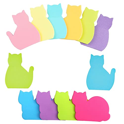 PartyKindom 12Stücke Katzenförmige Haftnotizen Klebezettel für To Do Listen und Erinnerungen Memo Pads Zufälligen Designs für Büro und Schule von PartyKindom