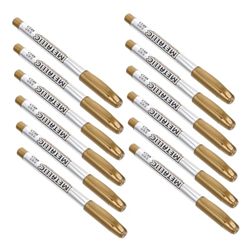 PartyKindom 12Stücke Metallic Marker Stifte für Graffiti Goldene Farbmarkierungen für Künstler und Journaling Ergonomisches Design für Angenehmes Schreiben von PartyKindom