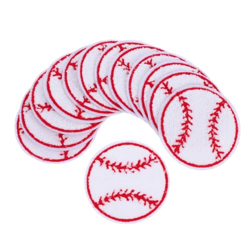 PartyKindom 15 Stück Teiliges Baseball Bügelflicken Bestickte Aufnäher zum Aufbügeln und Nähen Weiche Chenille Applikationen für Kleidung Jacken Rucksäcke Jeans Geeignet für Erwachsene von PartyKindom
