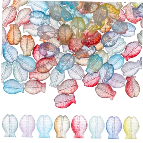 PartyKindom 150 Stück Bunte Fischperlen Glasperlen für DIY Schmuckherstellung Kleine Charm Perlen mit Glatter Oberfläche Geeignet für Armbänder Halsketten und Bastelprojekte von PartyKindom