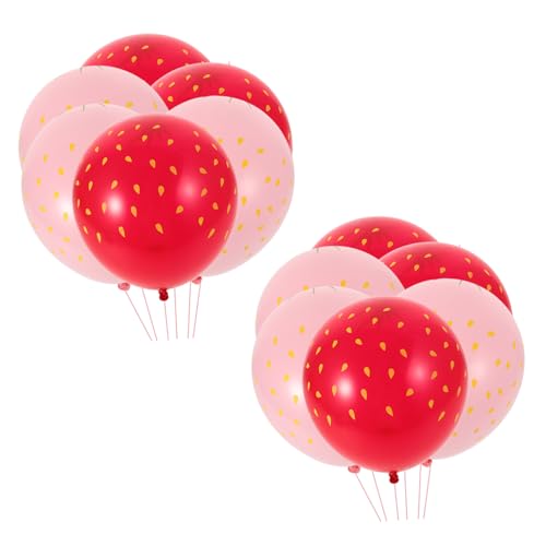 PartyKindom 18 Stück Erdbeerballon Geburtstagsdekorationen Obstparty-zubehör Kinderpartyballons Luftballons Für Mädchen Partyballons Nicht -latexballons Luftballons-set Emulsion von PartyKindom