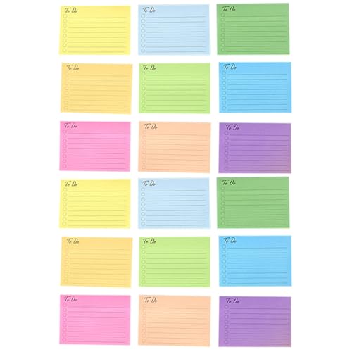 PartyKindom 18 Stück Farbige Memo Pads Fluoreszierende Notizblätter für Büro Schule Zuhause Praktische Haftnotizen zur Organisation und Planung Vielseitig Einsetzbar Farben von PartyKindom