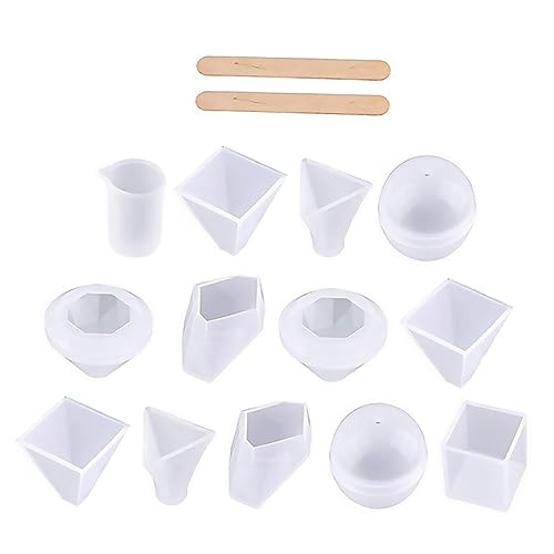 PartyKindom 18 Stück Teiliges DIY Silikonformen Set mit Messbechern und Rührstäbchen für Gießen von Harz Schmuck und Dekoobjekten Langlebig und Flexibel von PartyKindom