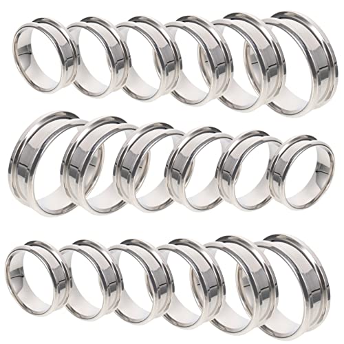 PartyKindom 18Stücke Ringblanks mit Rillen für DIY Schmuck Titanstahl Fingerringe für Personalisierte Designs und Projekte von PartyKindom