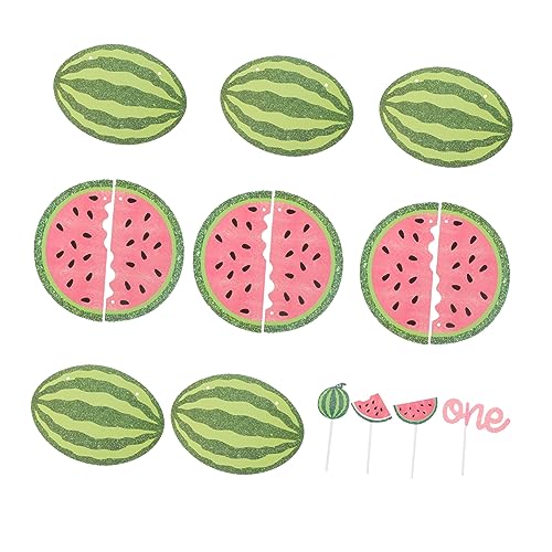 PartyKindom 1Satz Wassermelonen Geburtstagsdeko Kuchen Picks Banner für Partys Robustes Partyzubehör für Fröhliche Feierlichkeiten und Kreative Dekorationen von PartyKindom