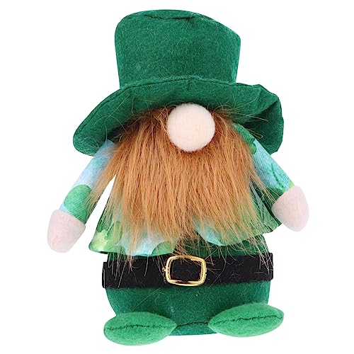 PartyKindom 1Stück Patrick's Day Puppe Grüne Plüschpuppendekoration mit Kleemuster für Festlichkeiten Handgefertigte Dekofigur für Schaufenster für Partys und Zuhause von PartyKindom