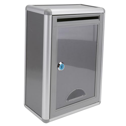 PartyKindom 1Stück Wandmontierte Vorschlagsbox aus Silbernem Aluminium mit Schloss Sichere Wahlurne für Briefe und Mails Langlebig und Elegant von PartyKindom