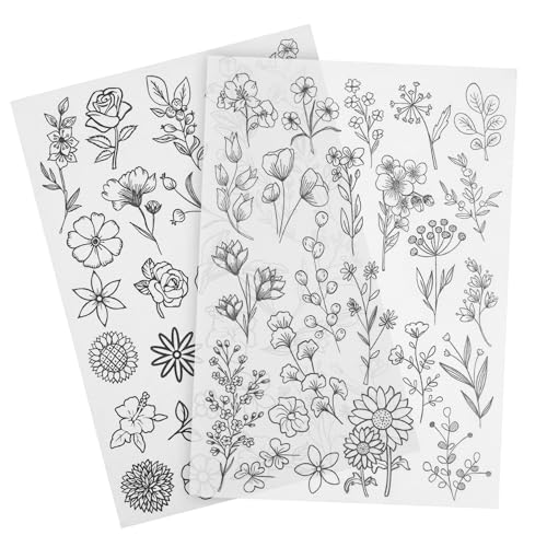 PartyKindom 2 Blätter Wasserlösliche Stickvliese Stickvorlagen mit Floralen Mustern Wasserlöslicher Stabilisator für Shirt Embroidery Sheets Waschbare Stickerei Schablonen für Anfänger und PartyKindom 2 Blätter Wasserlösliche Stickvliese Stickvorlagen mit Floralen Mustern Wasserlöslicher Stabilisator für Shirt Embroidery Sheets Waschbare Stickerei Schablonen für Anfänger und von PartyKindom