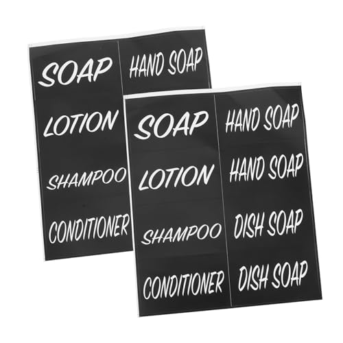 PartyKindom 2 Blatt Wasserdichte Badezimmer Aufkleber Teiliges für Flaschen Shampoo Seife Conditioner Selbstklebend Moderne Elegante Etiketten zur Einfachen Organisation von Toilettenartikeln von PartyKindom