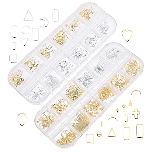 PartyKindom 2 Boxen Zinklegierung Nageldekorationen für Damen Boxen mit Fächern Hochwertiger Nagelschmuck für Maniküre und Nailart Einfach Anzuwenden für Kreative Designs von PartyKindom