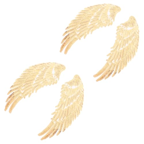 PartyKindom 2 Paare Diy Pailletten Flügel Aufnäher zum Aufbügeln Dekorative Patches für Kleidung Basteln und Handarbeiten Goldene Applikationen für Bekleidung und Accessoires PartyKindom 2 Paare Diy Pailletten Flügel Aufnäher zum Aufbügeln Dekorative Patches für Kleidung Basteln und Handarbeiten Goldene Applikationen für Bekleidung und Accessoires von PartyKindom