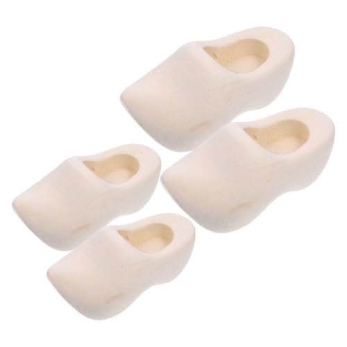 PartyKindom 2 Paare Miniatur Holzschuhe Unfertige Mini Holzclogs DIY Puppenhaus Zubehör Dekoration Schlüsselanhänger Handgefertigte Mini Hausschuhe für Puppenhaus Accessoires von PartyKindom