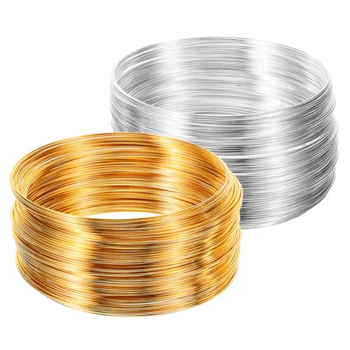 PartyKindom 2 Rollen Edelstahl Schmuckdraht Multifunktional Verschleißfest Flexibel für DIY Schmuckherstellung Perlen Bastelarbeiten Drahtgestaltung Schmuck Haaraccessoires Gold und von PartyKindom