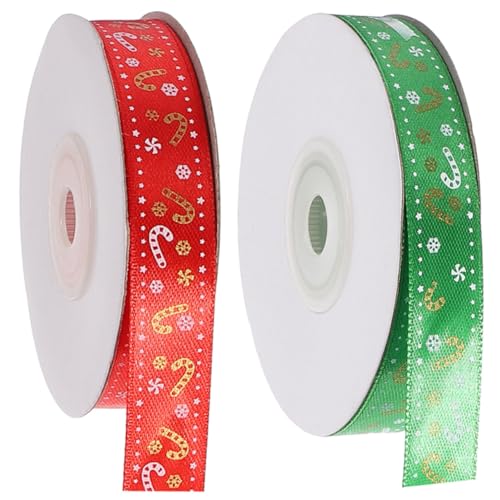 PartyKindom 2 Rollen Weihnachtliche Geschenkband mit Zuckerstangen Farbintensive Hochwertige DIY Schleifenbänder in Grün und Rot für Geschenkverpackung Weihnachtsbaum und Partydekoration PartyKindom 2 Rollen Weihnachtliche Geschenkband mit Zuckerstangen Farbintensive Hochwertige DIY Schleifenbänder in Grün und Rot für Geschenkverpackung Weihnachtsbaum und Partydekoration von PartyKindom