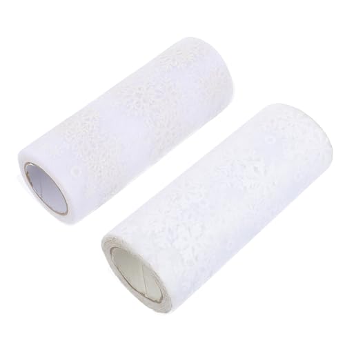PartyKindom 2 Rollen Weihnachts Gauze Rolle mit Besticktem Schneeflockenmuster Leichter Tüllstoff für DIY Deko Tisch Kränze Haarschleifen und Festtagsdekoration PartyKindom 2 Rollen Weihnachts Gauze Rolle mit Besticktem Schneeflockenmuster Leichter Tüllstoff für DIY Deko Tisch Kränze Haarschleifen und Festtagsdekoration von PartyKindom