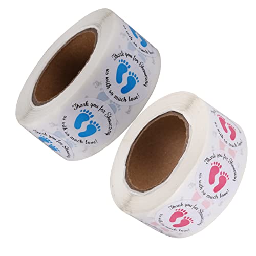 PartyKindom 2 STÜCK Fußabdruck Aufkleber für Babyparty Deko Selbstklebende Etiketten Blau für Kreative Gestaltung von Geschenktüten und von PartyKindom