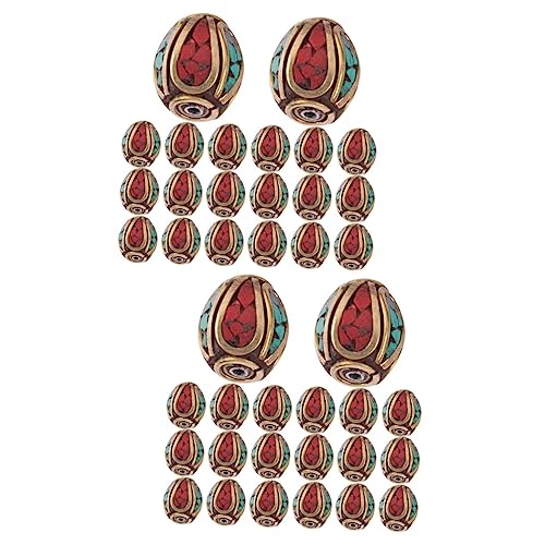 PartyKindom 2 Sätze Nepalese Handmade Buddha Beads Messing Mit Türkis Abstandshaltern Für Schmuckherstellung Für Diy Armbänder Und Kreative Bastelprojekte 20 Stück * 2 von PartyKindom