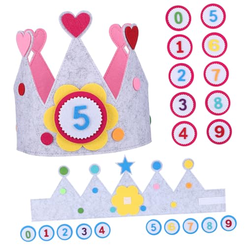 PartyKindom 2 Sätze Verstellbare Geburtstagskronen aus Filz mit Zahlen für Jungen Mädchen Wiederverwendbare Partyhüte als Fotorequisite und Dekoration für Kindergeburtstag PartyKindom 2 Sätze Verstellbare Geburtstagskronen aus Filz mit Zahlen für Jungen Mädchen Wiederverwendbare Partyhüte als Fotorequisite und Dekoration für Kindergeburtstag von PartyKindom