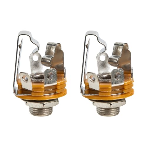 PartyKindom 2 Stück Elektrische Gitarre Stereo Jack Mikrofon Metal Socket Audio Eingang Robust und Langlebig für Austausch von Gitarre Jack Platten von PartyKindom