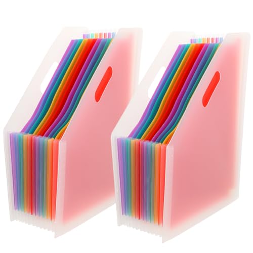 PartyKindom 2 Stück Erweiterbarer Aktenordner mit Transparente Außenschicht Fächer Organizer für Dokumente Quittungen und Karten für Büro Schule und Zuhause von PartyKindom